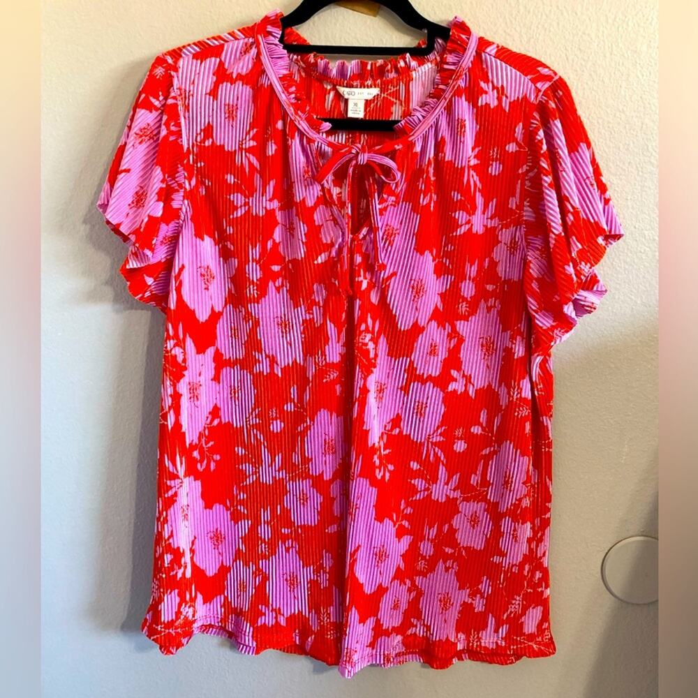 Cato gorgeous blouse floral print short sleeve flowy NWOT size XL